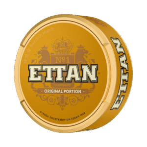 Ettan Portionssnus – dosan sedd snett framifrån, originalportion tobakssnus med rök, malt och mörk choklad från Swedish Match