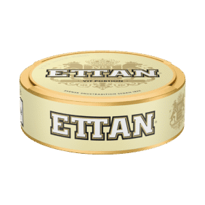 Ettan White Portionssnus – dosan sedd från sidan, vit portion tobakssnus med rök, malt och mörk choklad från Swedish Match
