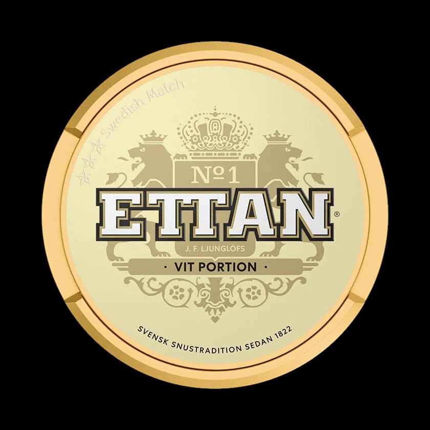 Dosa med Ettan White Portionssnus, vit portion tobakssnus med rök, malt och mörk choklad från Swedish Match