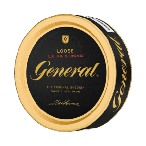 General Lös Extra Strong – dosan sedd snett framifrån, extra starkt lössnus från Swedish Match