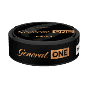 General ONE Portion Strong – dosan sedd från sidan, stark originalportion tobakssnus från Swedish Match