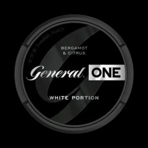 Dosa med General ONE White Portion Strong, stark vit portion tobakssnus från Swedish Match