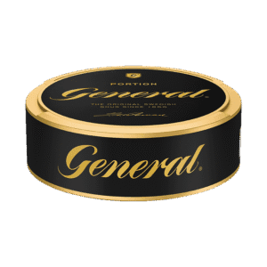 General Portion – dosan sedd från sidan, originalportion tobakssnus från Swedish Match