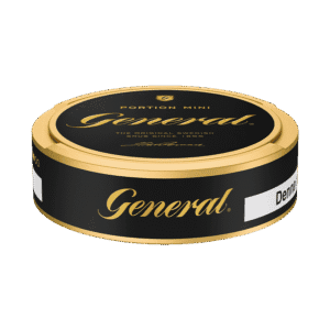 General Portion Mini – dosan sedd från sidan, originalportion tobakssnus i miniformat från Swedish Match