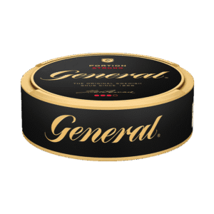 General Portion Strong – dosan sedd från sidan, stark originalportion tobakssnus från Swedish Match