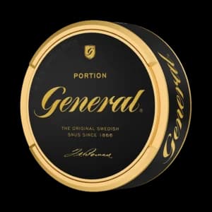 General Portion – dosan sedd snett framifrån, originalportion tobakssnus från Swedish Match