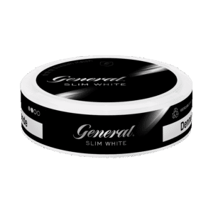General Slim White – dosan sedd från sidan, vit slimportion tobakssnus från Swedish Match