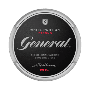 Dosa med General White Portion Strong, stark vit portion tobakssnus från Swedish Match
