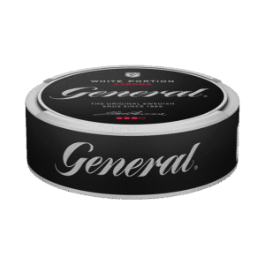 General White Portion Strong – dosan sedd från sidan, stark vit portion tobakssnus från Swedish Match