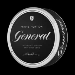 General White Portion – dosan sedd snett framifrån, vit portion tobakssnus från Swedish Match