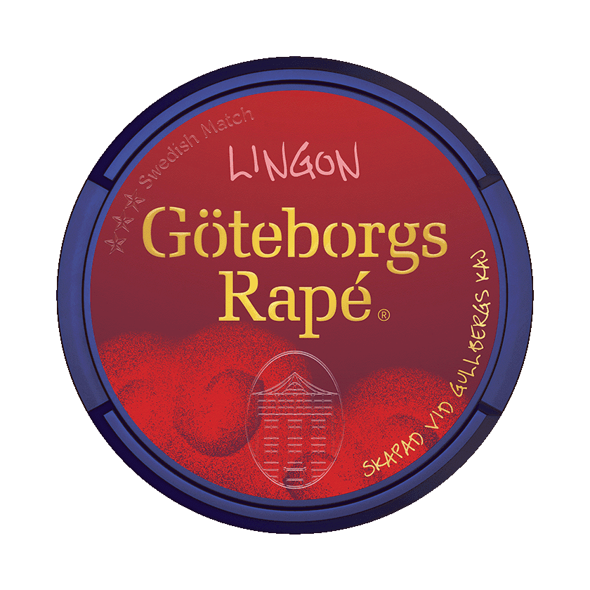 Dosa med Göteborgs Rapé Lingon Vit Portion, vit portion tobakssnus med lingonsmak från Swedish Match