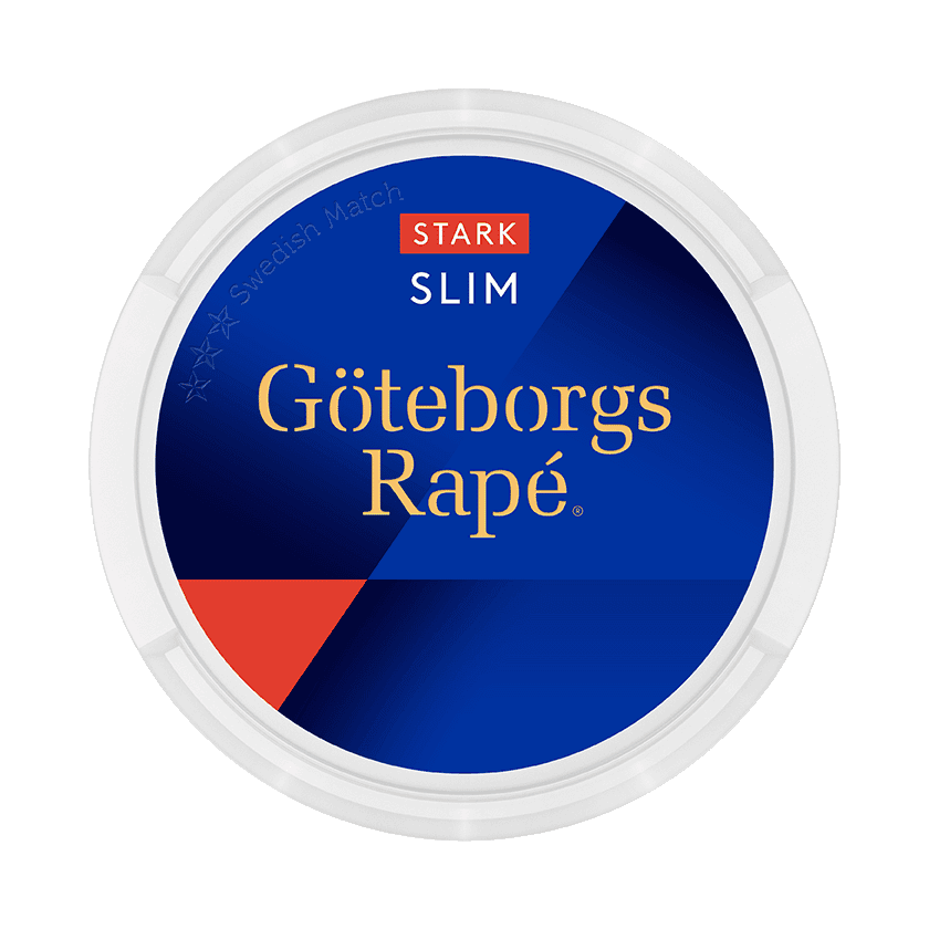 Dosa med Göteborgs Rapé Stark Slim, stark vit slimportion tobakssnus med enbärssmak från Swedish Match