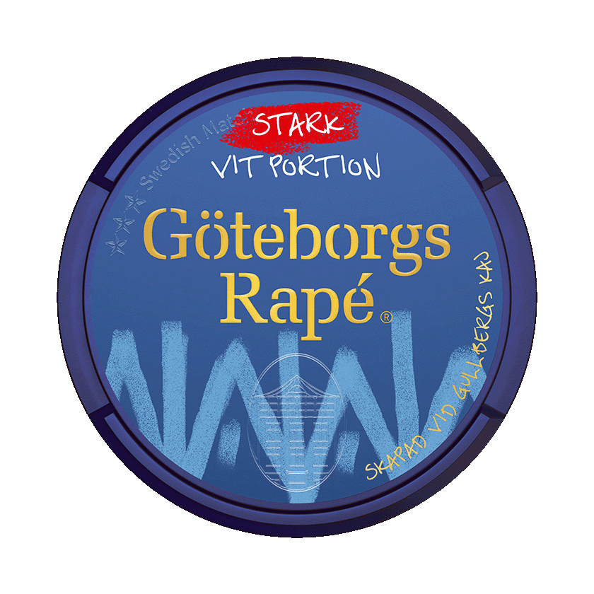 Dosa med Göteborgs Rapé Stark Vit Portion, stark vit portion tobakssnus med enbärssmak från Swedish Match