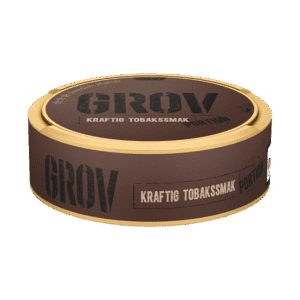 Grov Portion – dosan sedd från sidan, originalportion tobakssnus med kraftig tobakssmak från Swedish Match