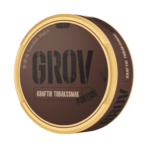Grov Portion – dosan sedd snett framifrån, originalportion tobakssnus med kraftig tobakssmak från Swedish Match