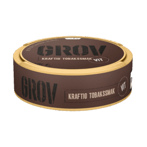 Grov Vit Portion – dosan sedd från sidan, vit portion tobakssnus med kraftig tobakssmak från Swedish Match