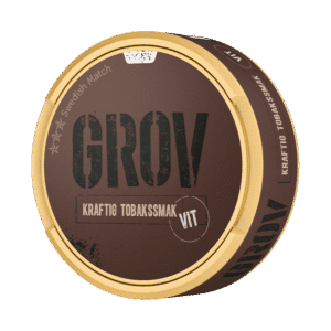 Grov Vit Portion – dosan sedd snett framifrån, vit portion tobakssnus med kraftig tobakssmak från Swedish Match
