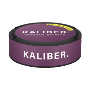 Kaliber Original Salmiak – dosan sedd från sidan, originalportion tobakssnus med salmiak från Swedish Match
