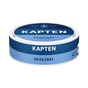 Kapten Original – dosan sedd från sidan, originalportion tobakssnus med tobak och bergamott från Swedish Match