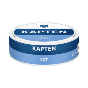 Kapten Vit – dosan sedd från sidan, vit portion tobakssnus med tobak och bergamott från Swedish Match