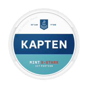 Dosa med Kapten Vit Mint X-Stark, extra stark vit portion tobakssnus med tobak och mint från Swedish Match