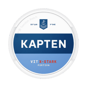 Dosa med Kapten Vit X-Stark, extra stark vit portion tobakssnus med tobak och bergamott från Swedish Match