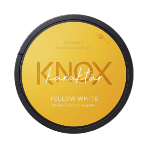 Dosa med Knox Karaktär Yellow White, vit portion tobakssnus med örter och vilda bär från Skruf Snus