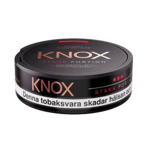 Knox Stark Portion – dosan sedd från sidan, stark originalportion tobakssnus med fyllig tobakssmak från Skruf Snus
