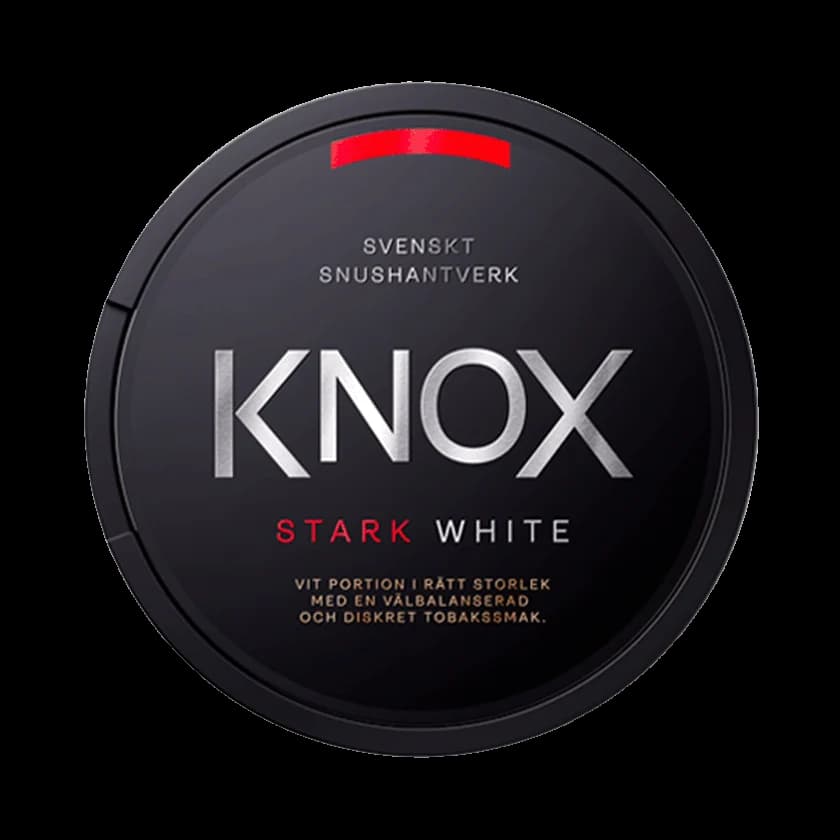 Dosa med Knox Stark White, stark vit portion tobakssnus med tobak, bergamott och citrus från Skruf Snus