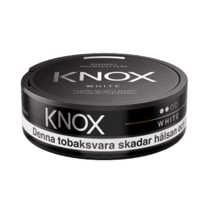Knox White – dosan sedd från sidan, vit portion tobakssnus med tobak, bergamott och citrus från Skruf Snus