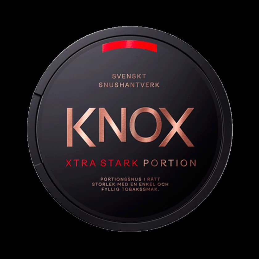 Dosa med Knox Xtra Stark Portion, extra stark originalportion tobakssnus med tobak, bergamott och citrus från Skruf Snus
