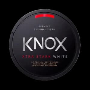 Dosa med Knox Xtra Stark White, extra stark vit portion tobakssnus med tobak, bergamott och citrus från Skruf Snus