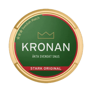 Dosa med Kronan Stark Original, stark originalportion tobakssnus med viol, citrus och gröna örter från Swedish Match