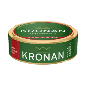Kronan Stark Original – dosan sedd från sidan, stark originalportion tobakssnus med viol, citrus och gröna örter från Swedish Match