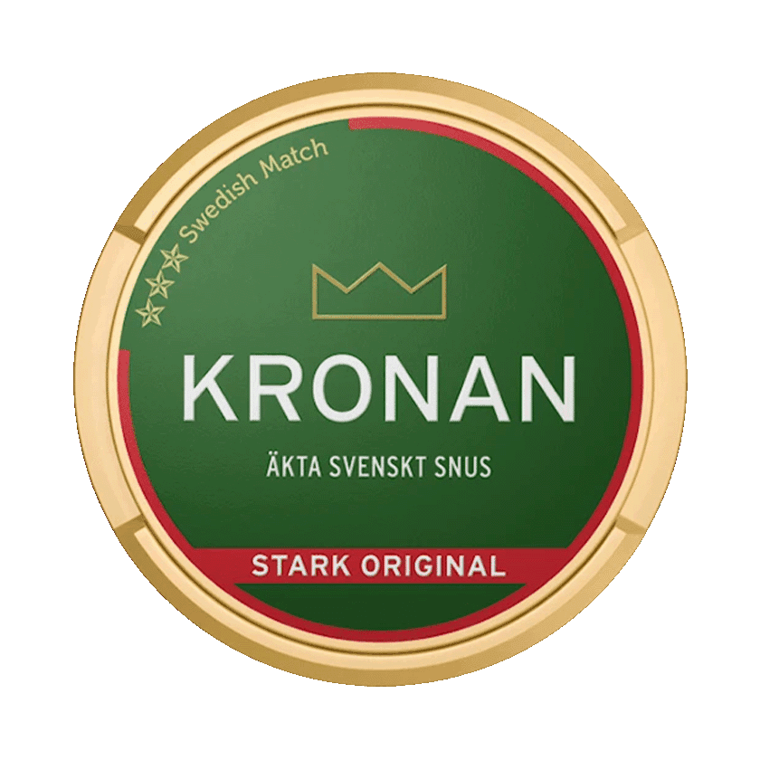 Dosa med Kronan Stark Original, stark originalportion tobakssnus med viol, citrus och gröna örter från Swedish Match