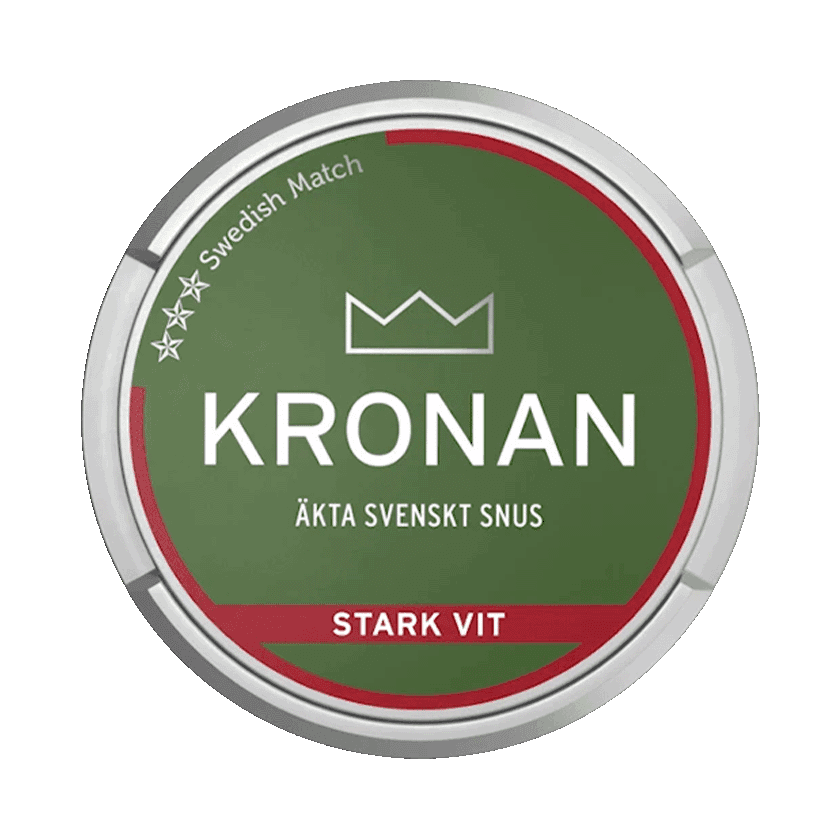 Dosa med Kronan Stark Vit, stark vit portion tobakssnus med viol, citrus och gröna örter från Swedish Match