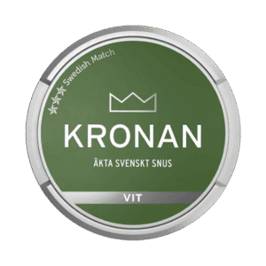 Dosa med Kronan Vit, vit portion tobakssnus med citrus, viol och gröna örter från Swedish Match