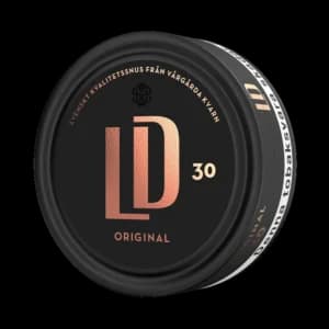 LD 30 Original – dosan sedd snett framifrån, originalportion tobakssnus med bergamott i storpack från Nordic Snus