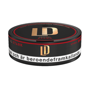 LD Original Stark – dosan sedd från sidan, stark originalportion tobakssnus med bergamott från Nordic Snus