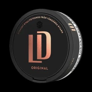 LD Original – dosan sedd snett framifrån, originalportion tobakssnus med bergamott från Nordic Snus
