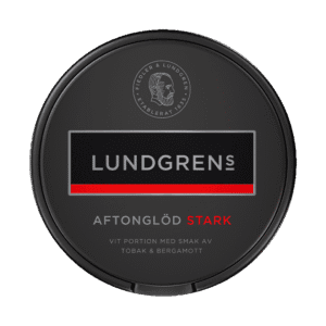 Dosa med Lundgrens Aftonglöd Stark, stark vit portion tobakssnus med läder och bergamott från BAT