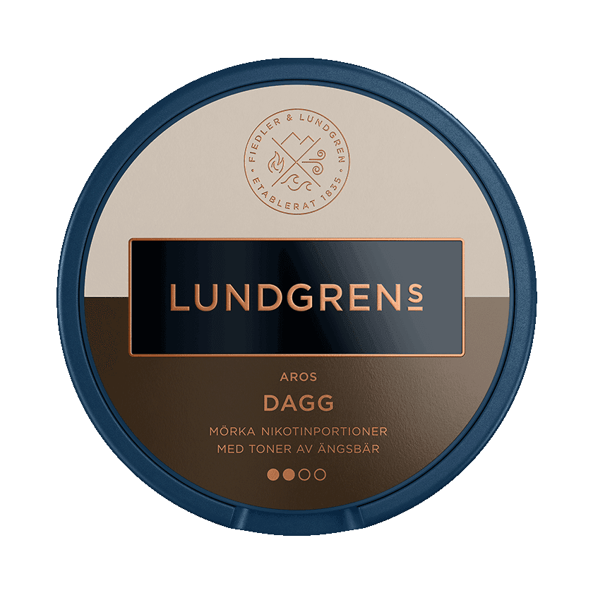 Dosa med Lundgrens Aros Dagg 8mg, tobaksfri nikotinportion med tobakssmak och ängsbär från BAT