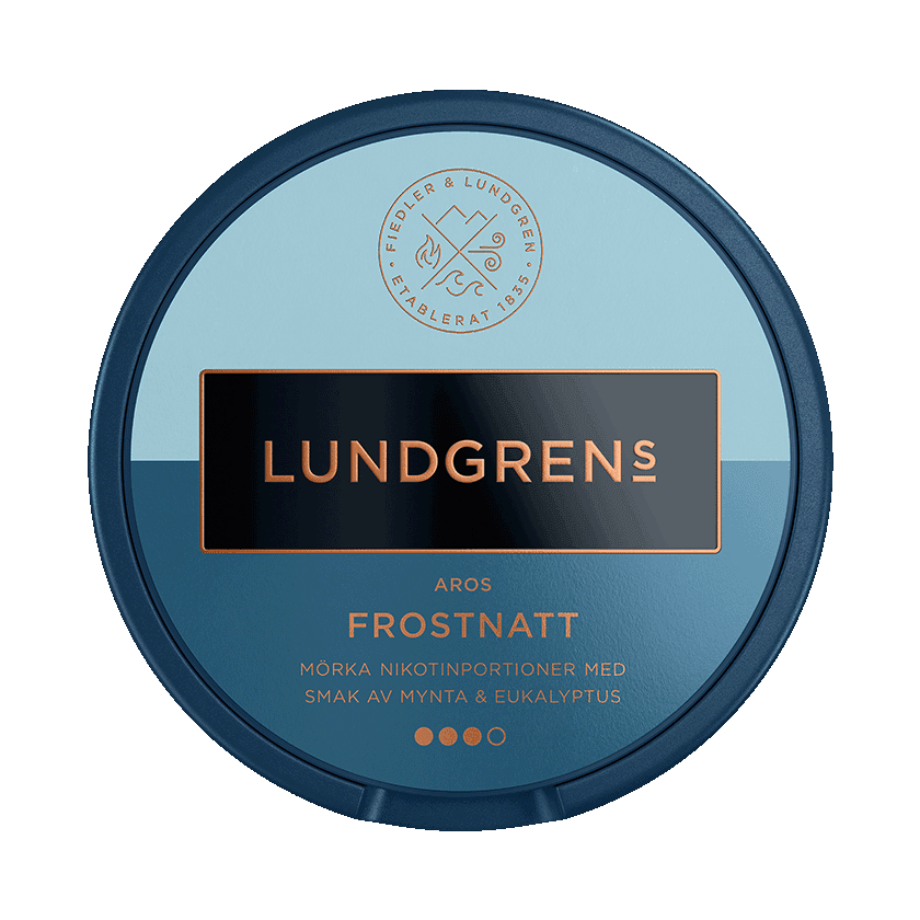 Dosa med Lundgrens Aros Frostnatt 10mg, extra stark tobaksfri nikotinportion med mynta och eukalyptus från BAT