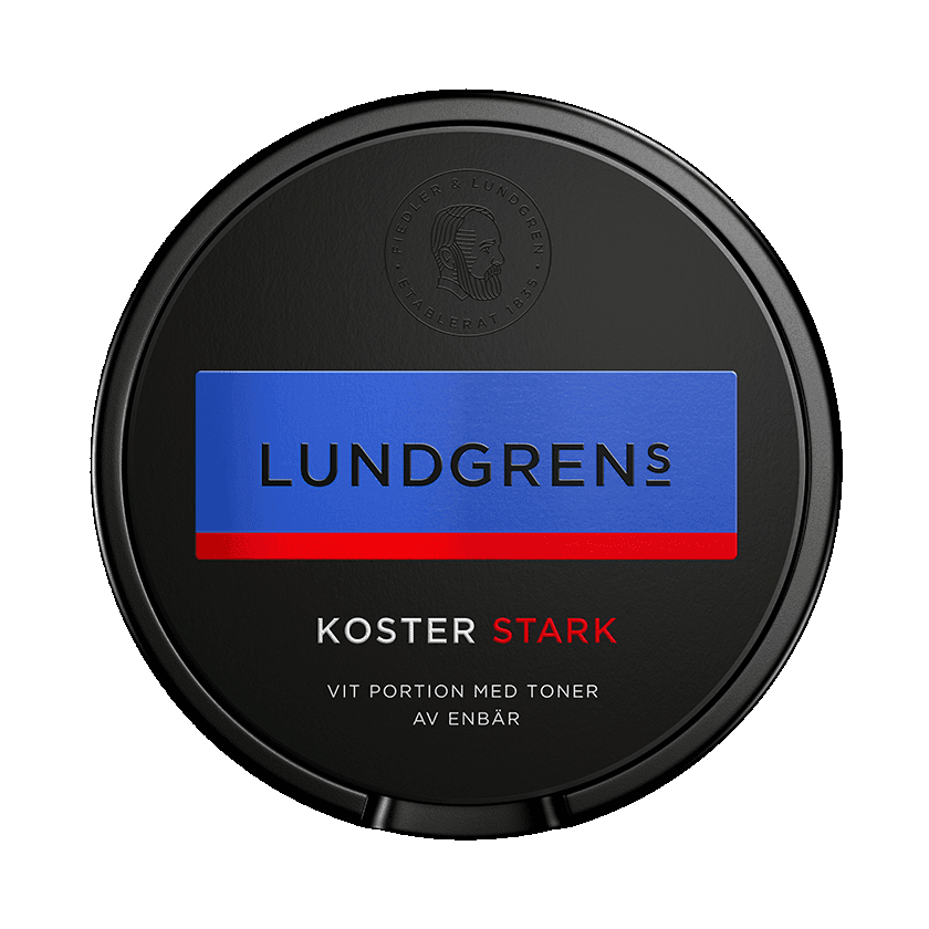 Dosa med Lundgrens Koster Stark, stark vit portion tobakssnus med enbär från BAT