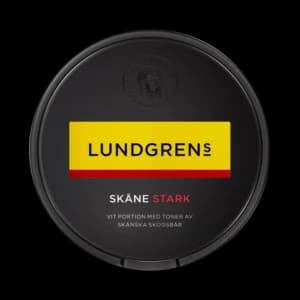 Dosa med Lundgrens Skåne Stark, stark vit portion tobakssnus med skogsbär och enbär från BAT