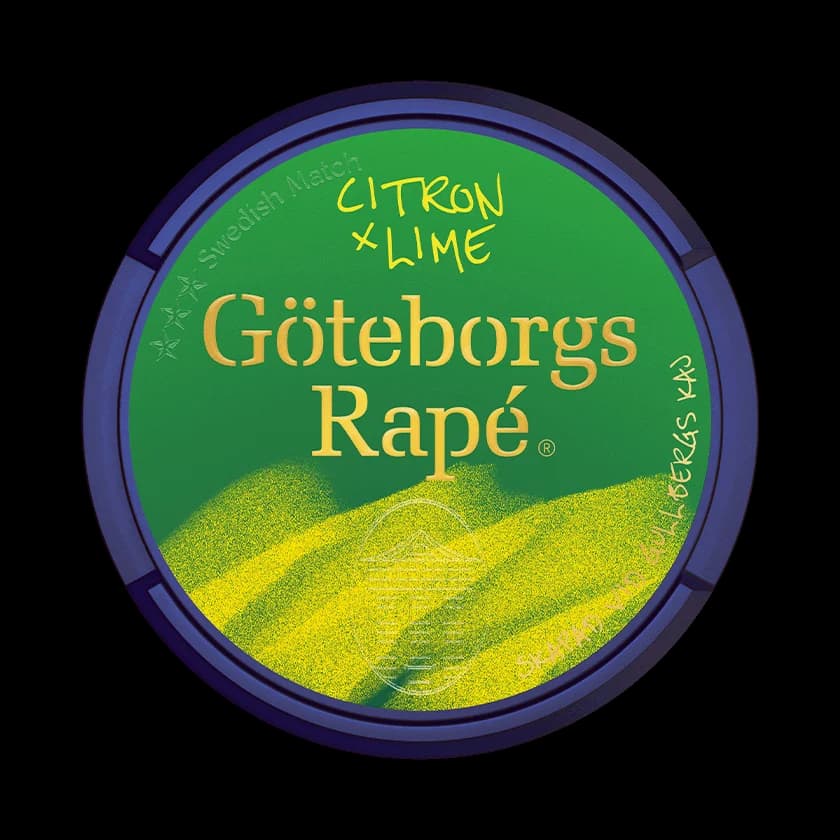 Dosa med Göteborgs Rapé Citron Lime, vit portion tobakssnus med citrussmak från Swedish Match