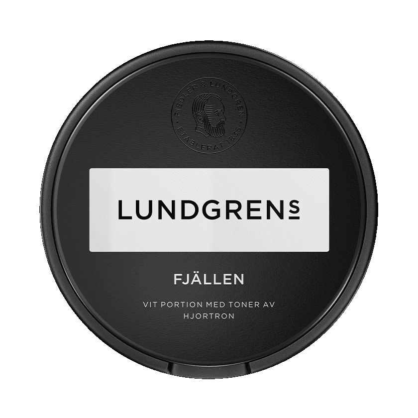 Dosa med Lundgrens Fjällen, vit portion tobakssnus med hjortron från BAT
