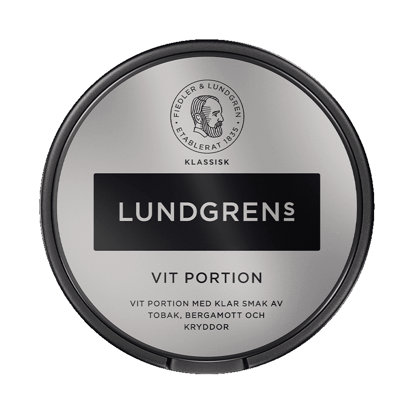 Dosa med Lundgrens Vit Portion, vit portion tobakssnus med bergamott och kryddor från BAT